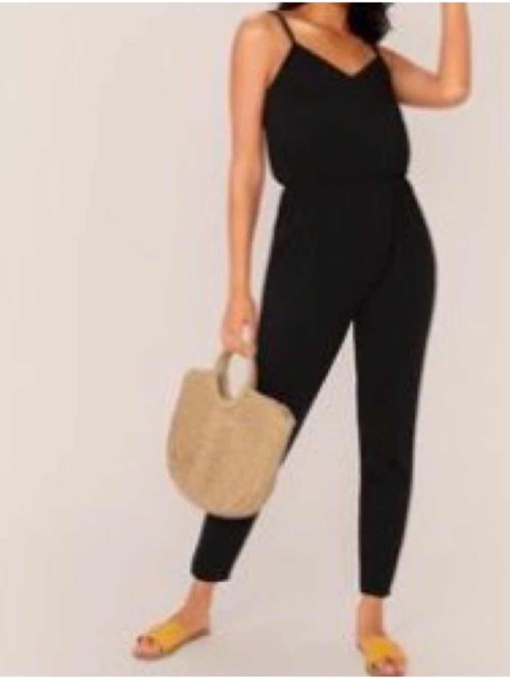 Black Women's Sleeveless Jumpsuit - Classic V-Neck